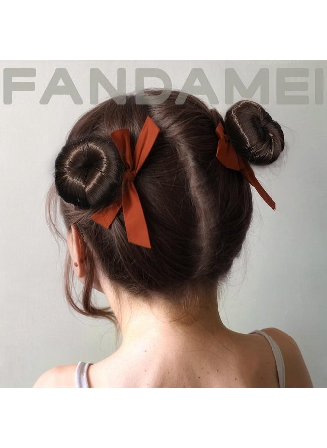 FANDAMEI FANDAMEI 4PCS Donut Bun Makers for Kids with 4PCS Extra Small Hair Buns Kit, Ballet Bun Set with Elastic Hair Ties and Pins (Brown)  - Image 5
