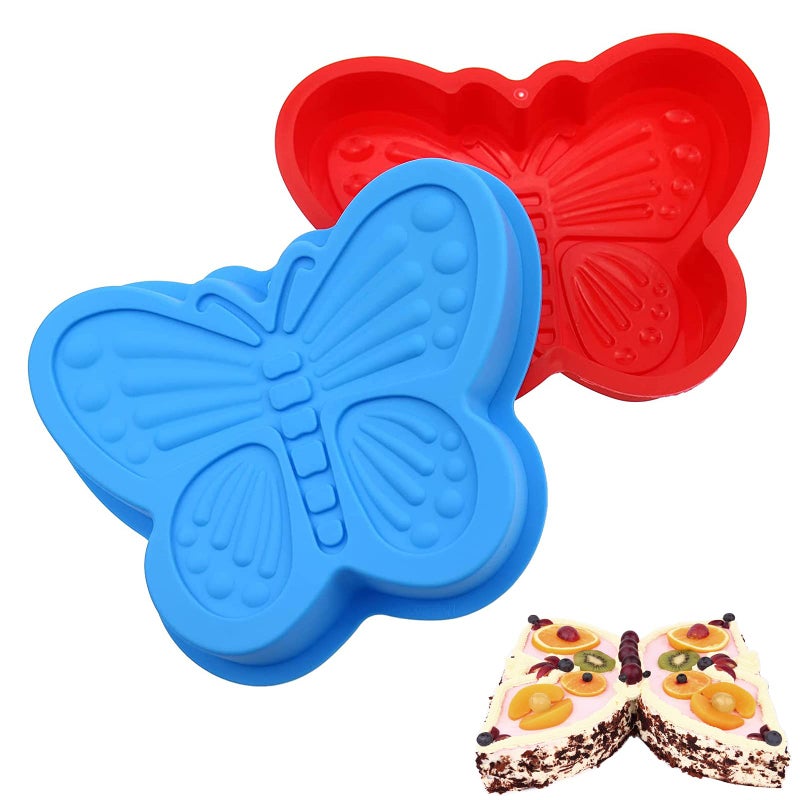 DIYstore 2 PACK 3D Butterfly Cake Pan Silicone Mold Butterfly Shape Cake Pie Baking Pan Molds for Wedding Christmas Birthday Cake Baking Pan