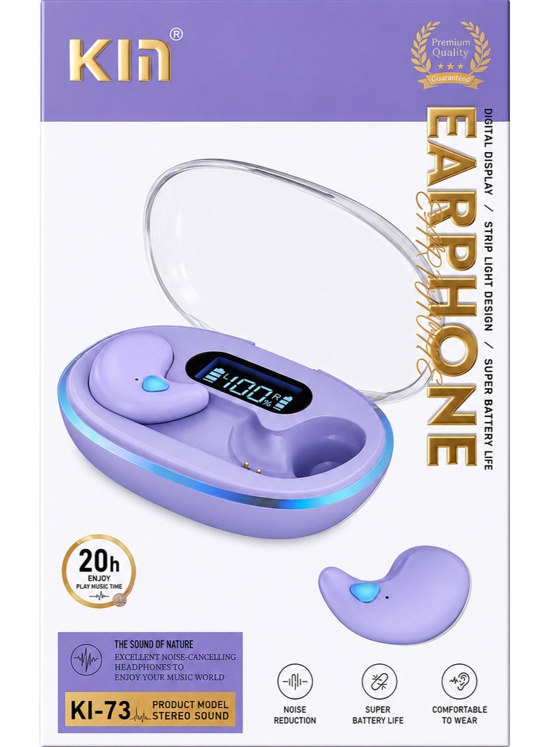 KL-73 Noise-canceling sleep earphones, wireless Bluetooth earphones, ultra-thin and mini sleep earplugs, hidden earphones-Purple