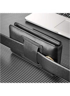 Generic Universal Phone Belt Holster for Galaxy S23 Ultra,S23 FE,S23+ 5G,Note 20,Genuine Leather Men Carrying Sleeve Pouch with 13 Card Holder[Suitable for phones up to 7 inch]  - Image 5