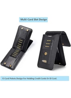 Generic Universal Phone Belt Holster for Galaxy S23 Ultra,S23 FE,S23+ 5G,Note 20,Genuine Leather Men Carrying Sleeve Pouch with 13 Card Holder[Suitable for phones up to 7 inch]  - Image 2