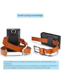 Generic Universal Phone Belt Holster for Galaxy S23 Ultra,S23 FE,S23+ 5G,Note 20,Genuine Leather Men Carrying Sleeve Pouch with 13 Card Holder[Suitable for phones up to 7 inch]  - Image 3