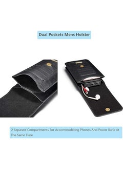 Generic Universal Phone Belt Holster for Galaxy S23 Ultra,S23 FE,S23+ 5G,Note 20,Genuine Leather Men Carrying Sleeve Pouch with 13 Card Holder[Suitable for phones up to 7 inch]  - Image 4