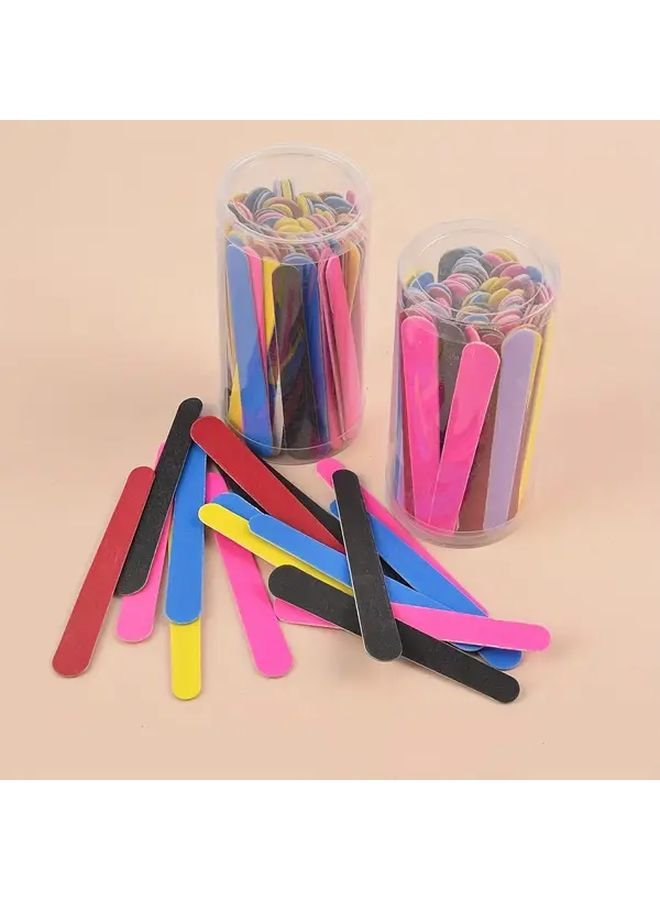 120 Grit Double Sided Wooden Nail Files Mixed Color 50pcs Disposable For Salon Travel - Image 1