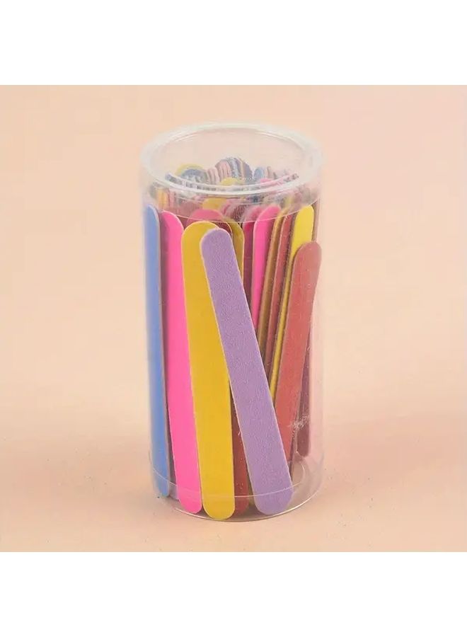 120 Grit Double Sided Wooden Nail Files Mixed Color 50pcs Disposable For Salon Travel - Image 3