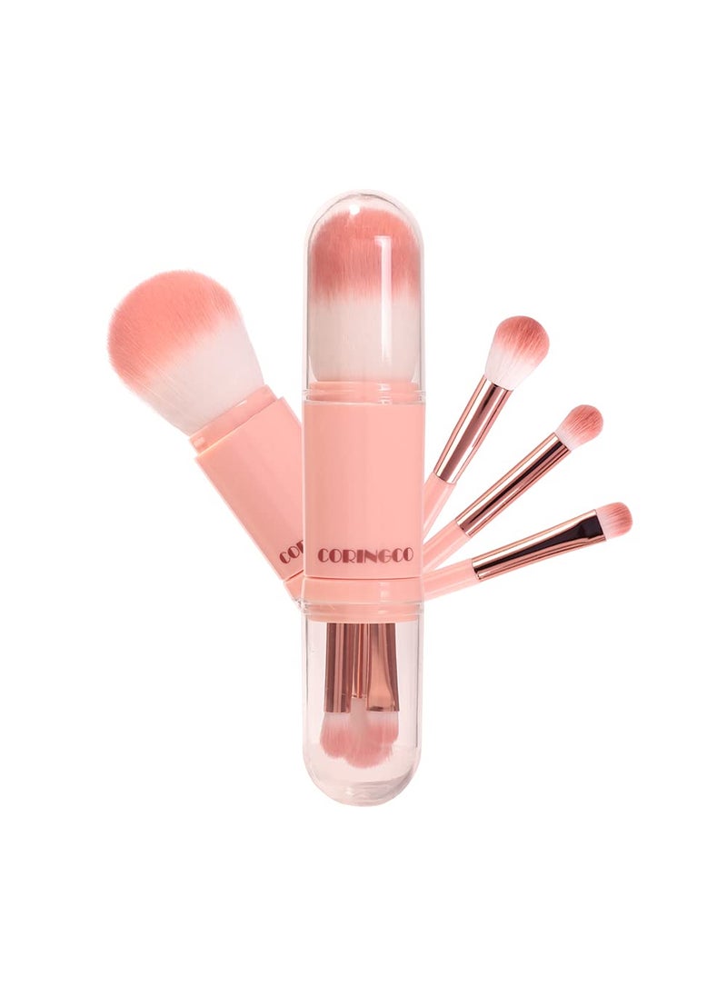 CORINGCO - Mini Makeup Brushes Travel Set Capsule Brushes LED Mirror Brushes Multifunctional Eyebrow Brush Eye Shadow Powder Puff Blush Brush (Capsule Brush SET) - Image 1
