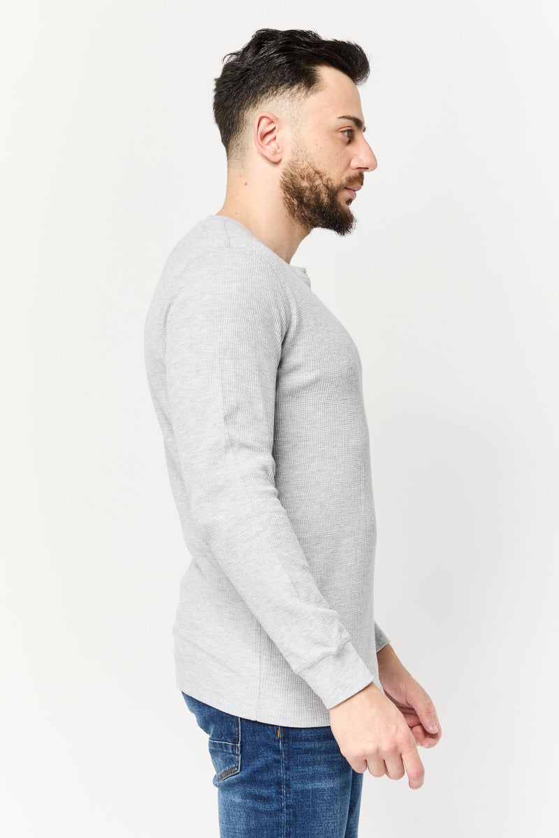 Chaps Men Crew Neck Embroidered Logo Long Sleeve Sweatshirt, Grey - Image 3