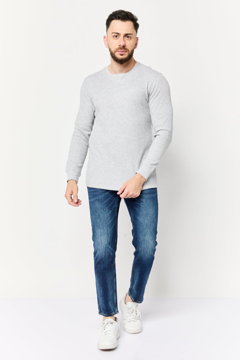 Chaps Men Crew Neck Embroidered Logo Long Sleeve Sweatshirt, Grey - Image 2