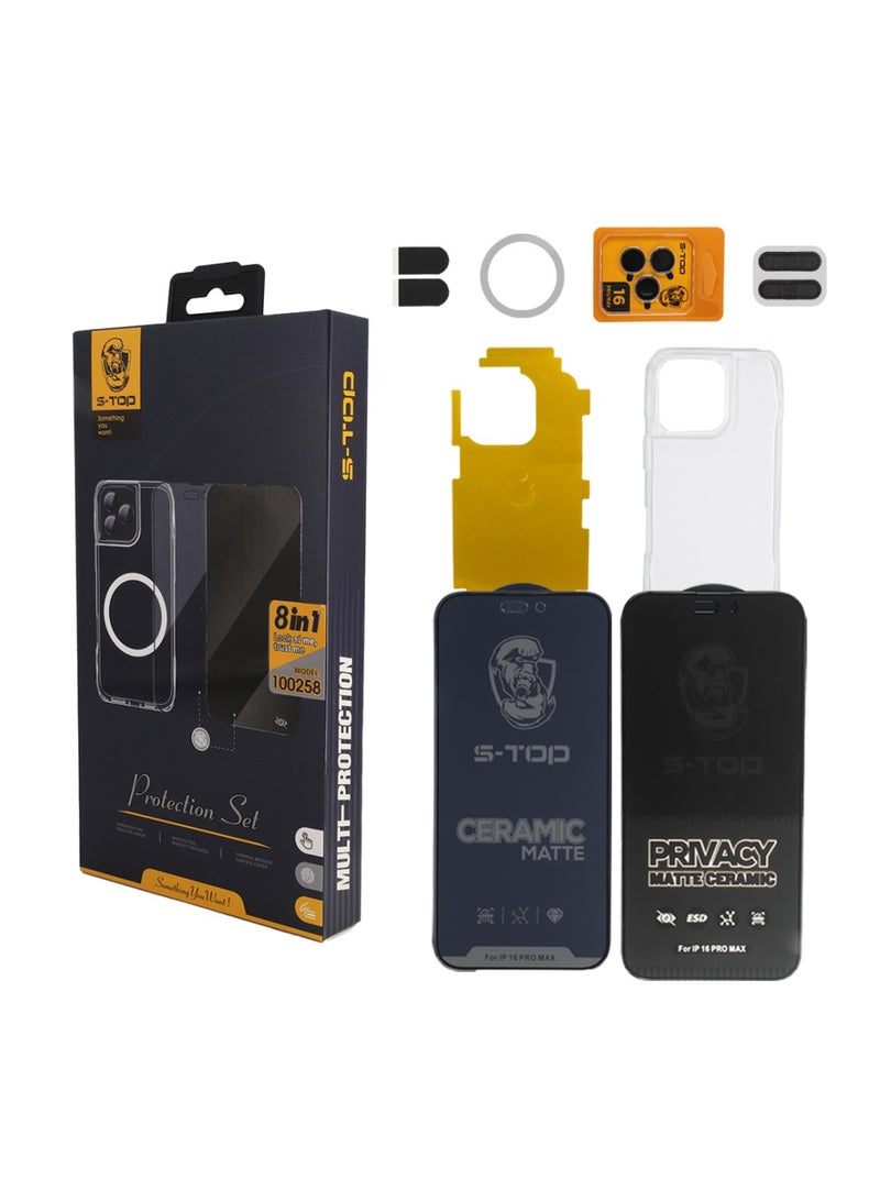 S-TOP Full Body Shield for iPhone 16 Plus 8-in-1 Protection Set  - Image 1