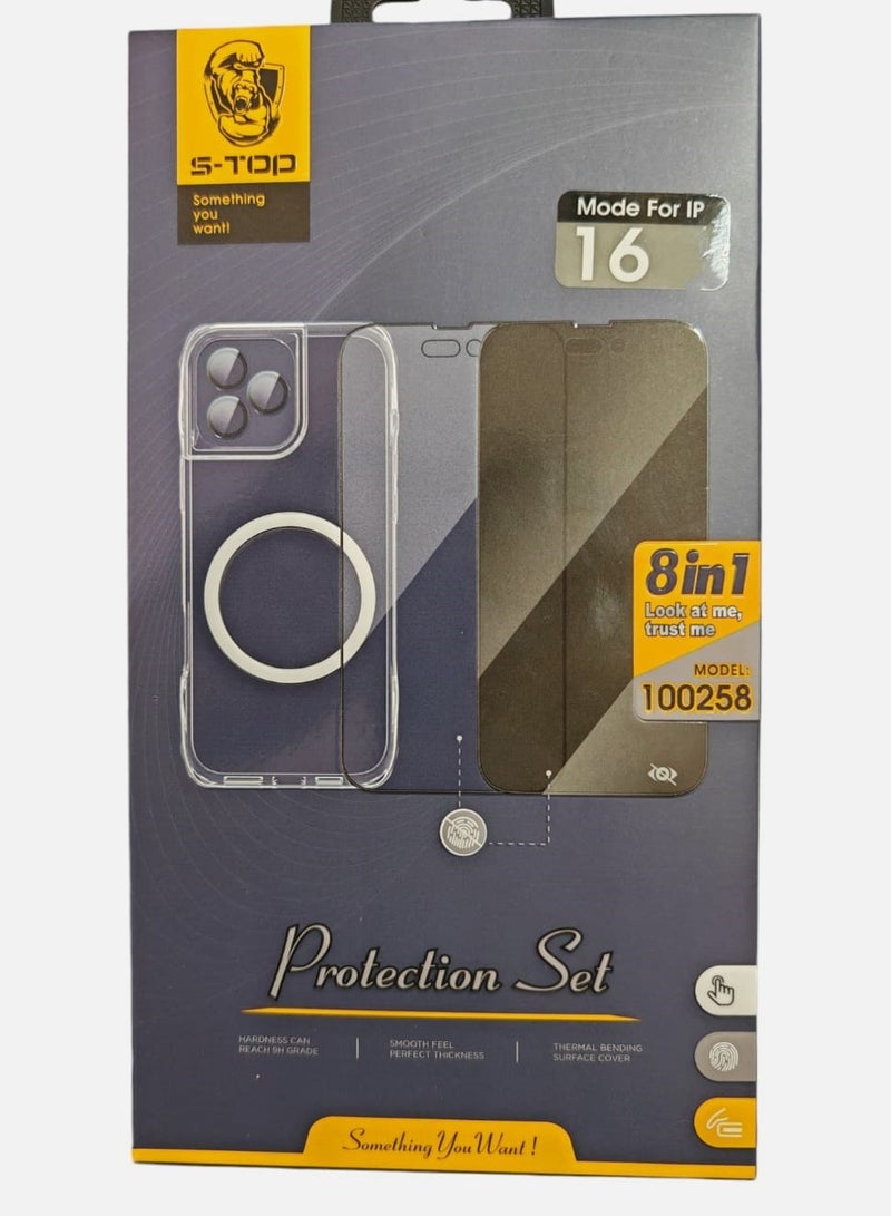 S-TOP Full Body Shield for iPhone 16 Plus 8-in-1 Protection Set  - Image 3