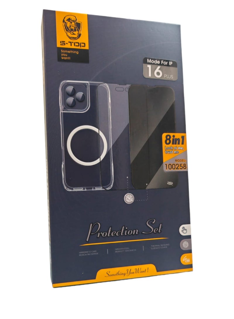S-TOP Full Body Shield for iPhone 16 Plus 8-in-1 Protection Set  - Image 2