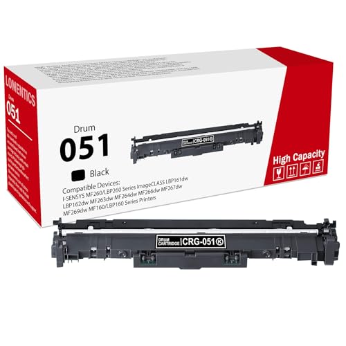 LOMENTICS 1-Pack 051 Drum Unit (No Toner Cartridge) : Cartridge 051 Black (2170C001) Replacement for 051 ImageCLASS LBP161dw MF263dw MF264dw MF266dw Printer - Image 1