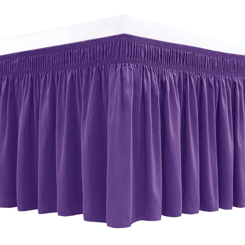 Biscaynebay Biscaynebay Wrap Around Bed Skirts for King  Cal King Beds 15 Drop Purple Adjustable Elastic Dust Ruffles Easy Fit Wrinkle  Fade Resistant Silky Luxurious Fabric Machine Washable 