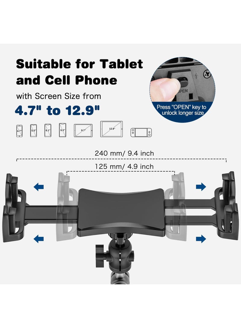 حامل تابليت للسيارة مقاوم للوزن مع قاعدة شفط قوية/لاصقة لجهاز iPad للوحة القيادة أو الزجاج الأمامي أو الحائط أو المكتب أو السيارة، حامل بزاوية 360° لأجهزة iPad Pro/Air/Mini/Galaxy مقاسات 4.7-12.9 بوصة - Image 4