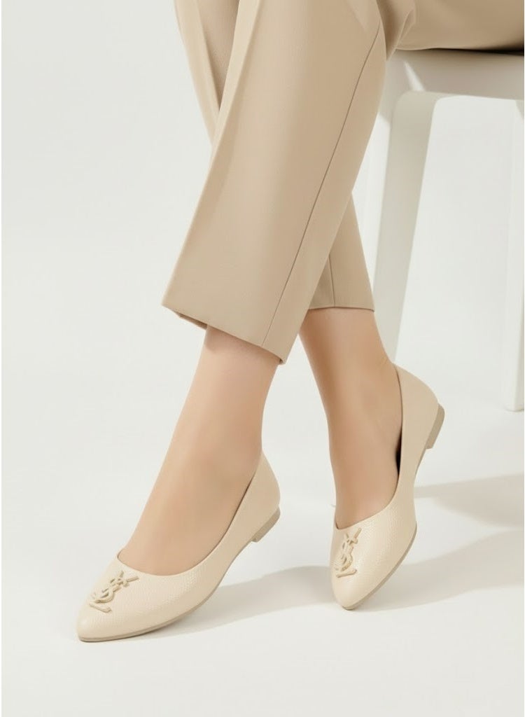 لايف ستيلاش  حذاء باليرينا مسطح جلد BN-511 - بيج - Image 1