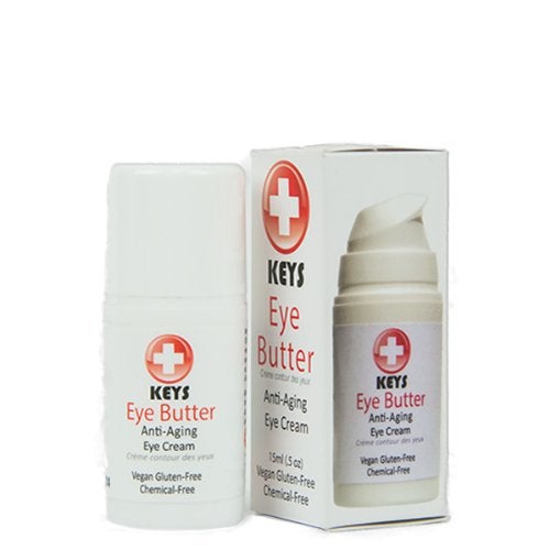 Keys Eye Butter Luminescent Natural Vegan ChemicalFree Moisturizing Eye Cream for Sensitive Skin in Airless Travel Pump with Whole Cucumber Extract Aloe Vera Avocado Oil and Shea 05 ounces - Image 1