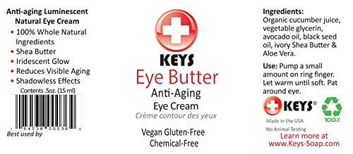 Keys Eye Butter Luminescent Natural Vegan ChemicalFree Moisturizing Eye Cream for Sensitive Skin in Airless Travel Pump with Whole Cucumber Extract Aloe Vera Avocado Oil and Shea 05 ounces - Image 2
