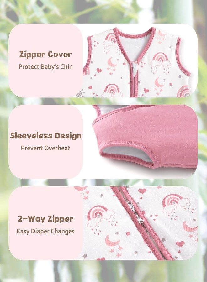 FIEMOL Rayon Made from Bamboo Baby Sleep Sack 6-12 Months, 1.0 Tog Baby Wearable Blanket, Soft Sleeping Bag for Newborn Infant Babies with 2-Way Zipper 2 Pack (Medium) Pink Rainbow - Image 5