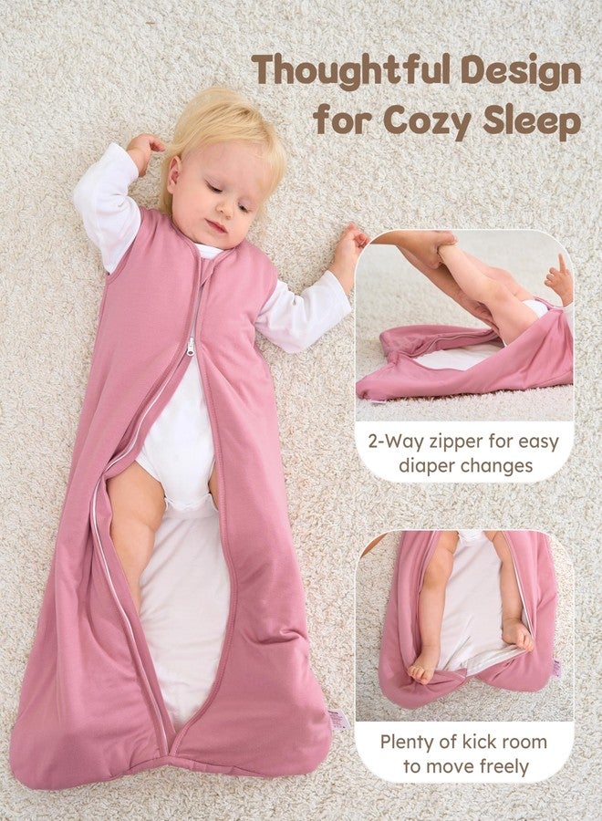 FIEMOL Rayon Made from Bamboo Baby Sleep Sack 6-12 Months, 1.0 Tog Baby Wearable Blanket, Soft Sleeping Bag for Newborn Infant Babies with 2-Way Zipper 2 Pack (Medium) Pink Rainbow - Image 4
