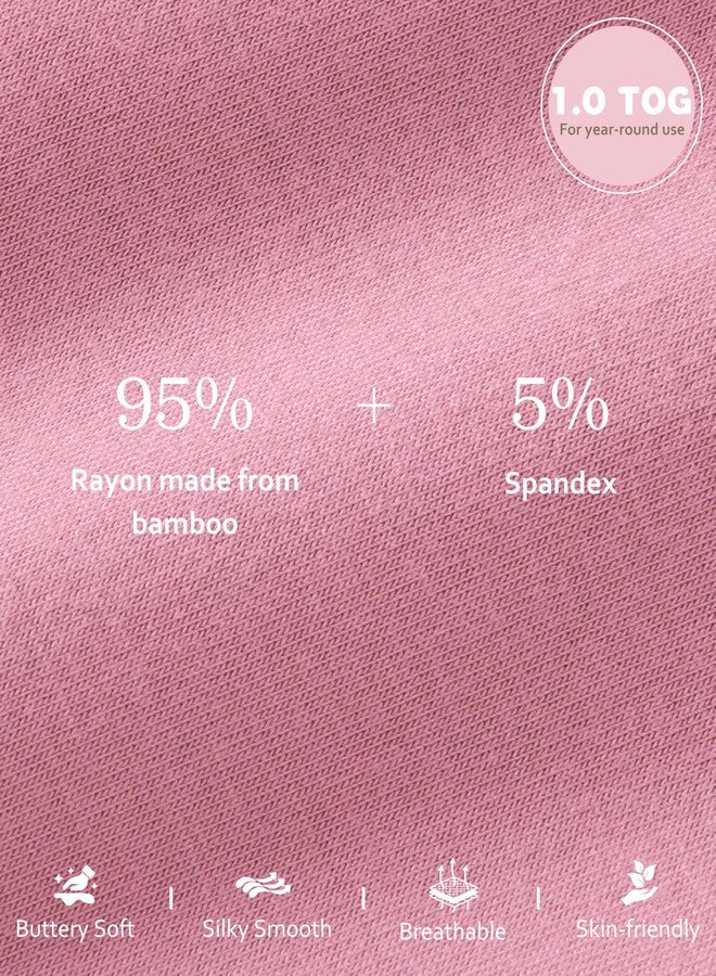 FIEMOL Rayon Made from Bamboo Baby Sleep Sack 6-12 Months, 1.0 Tog Baby Wearable Blanket, Soft Sleeping Bag for Newborn Infant Babies with 2-Way Zipper 2 Pack (Medium) Pink Rainbow - Image 3