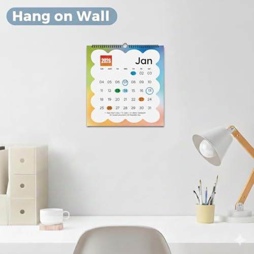 AccuPrints 2026 Monthly Wall Calendar, 12x12 Inch, Spiral Bound, Indian Holidays, Colorful Gradient Design - Image 4