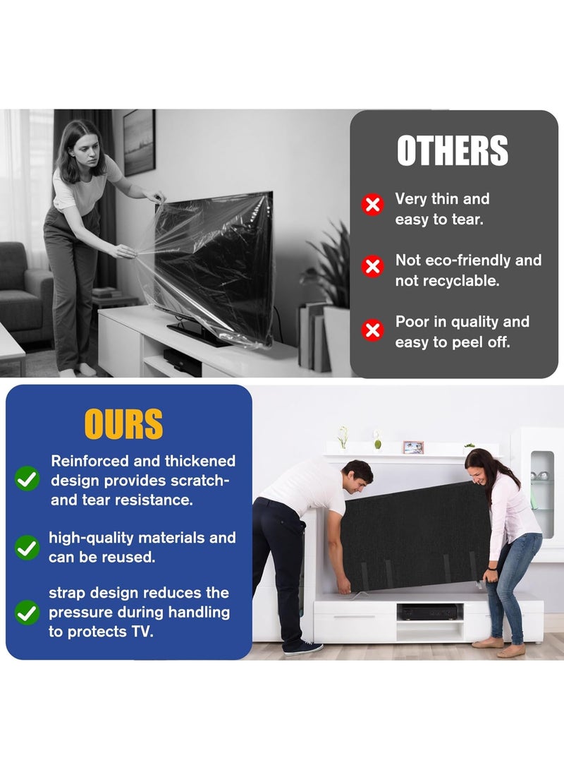YelaJoy TV Cover Moving Dust Anti-Scratch TV Screen Cover Fits 60"- 65" TV with Bottom Strap for Protection TV Moving Home Renovation Pet Scratch or Other Furniture - Image 5