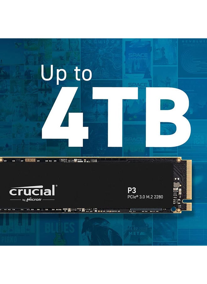 crucial - Crucial P3 4TB M.2 PCIe Gen3 NVMe Internal SSD - Up to 3500MB/s - CT4000P3SSD8 Black - Image 1