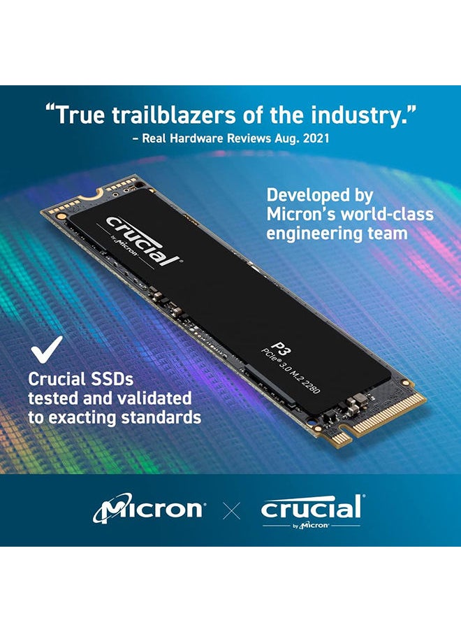 crucial - Crucial P3 4TB M.2 PCIe Gen3 NVMe Internal SSD - Up to 3500MB/s - CT4000P3SSD8 Black - Image 1
