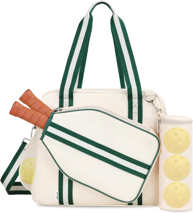 Movker 2-in-1 Pickleball Tote & Crossbody Bag with Fence Hook - Beige - Image 1