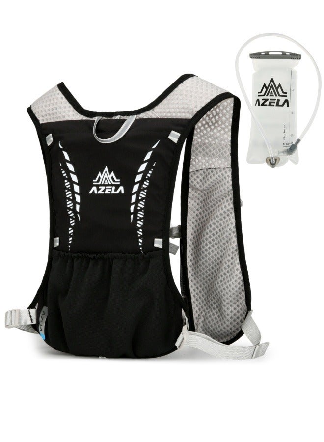 أزيلا Hydration Backpack with Water Bladder - AZELA Lightweight Waterproof Hiking Bag for Running Cycling Travel, Unisex Sports Pack Black | Hydration Backpack, Hiking Backpack, Waterproof Backpack, Running Backpack, Cycling Backpack, Lightweight Backpack, Travel Backpack, Sports Bag, Hydration Pack, Daypack, Trekking Bag, Outdoor Backpack, Unisex Backpack, Breathable Backpack, Hydration Bladder, Water Bladder 1.5L, Hydration System, Running Waist Bag, Chest Bag, Backpack for Men, Travel Backpack for Men, Hiking Bag for Men, Sports Backpack, Bicycle Backpack, Durable Backpack, Small Backpack, Water Resistant Bag - Image 1