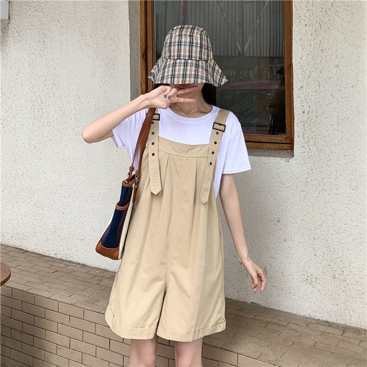 Women'S Cargo Overalls With Suspenders, Shorts, Spring, Summer, Autumn Korean Style Loose Wide-Leg Pants With Multiple Pockets - Image 1