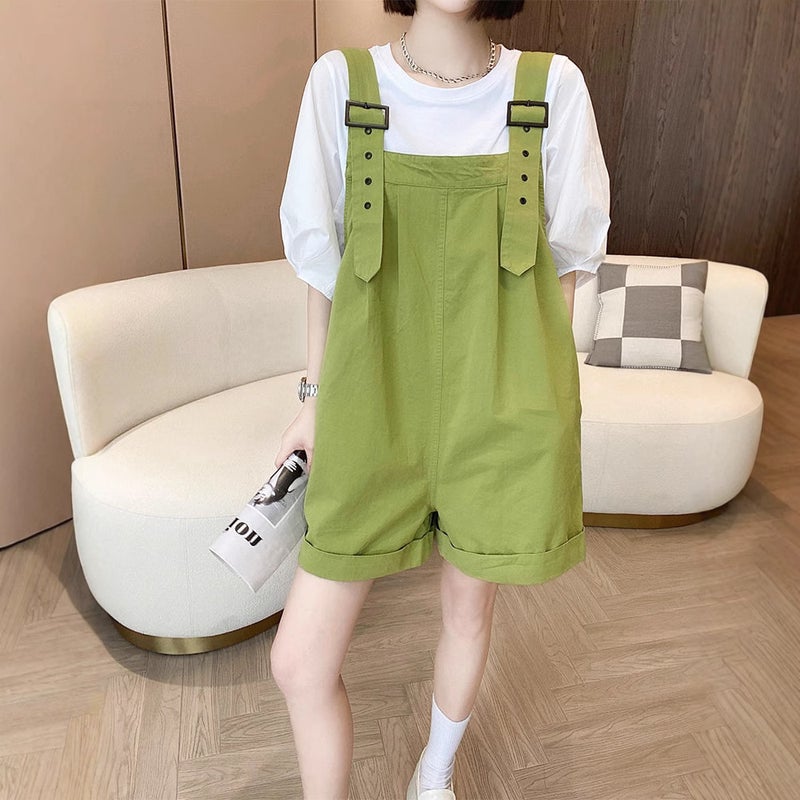 Women'S Cargo Overalls With Suspenders, Shorts, Spring, Summer, Autumn Korean Style Loose Wide-Leg Pants With Multiple Pockets - Image 5