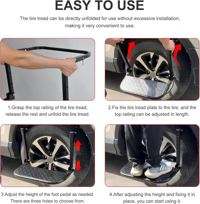 WINTOOLS Adjustable Folding Tire Step for Truck SUV Wheel Portable Non-Slip Platform - Image 3
