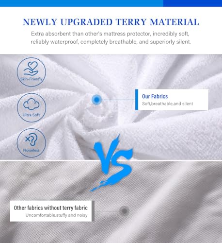 Artivestion Twin Mattress Protector, Waterproof Mattress Cover - 2 Pack, White, 39x75 inches, Polycotton, Breathable, Soft, Quiet, Washable, for Adults - Image 2