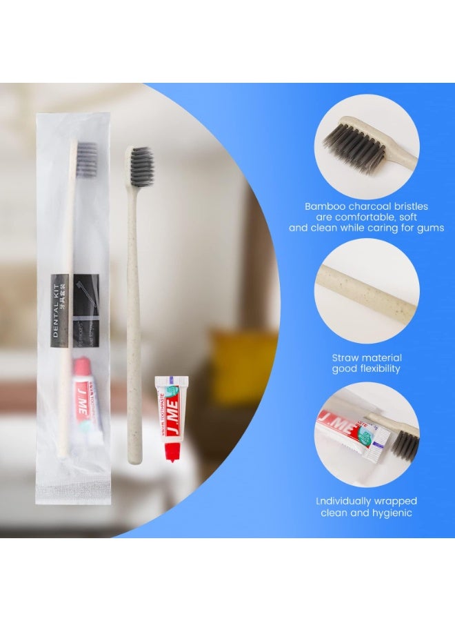 SYOSI 30 Count Disposable Toothbrushes with Mini Toothpaste Individually Wrapped, Travel Size Toothbrush Set Kit, On The Go Disposable Toothbrush for Travel, Hotel, Guest Bathroom Essentials - Image 2