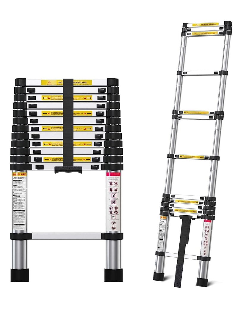 ALMUFARREJ 2 Meter Telescopic Ladder Lightweight Aluminum Extension Ladder with Non-Slip Feet - Image 1
