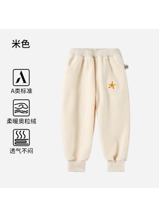 Ouyun Kids Thickened Autumn Winter Cotton Padded Pants Baby Boys Girls Beige 80