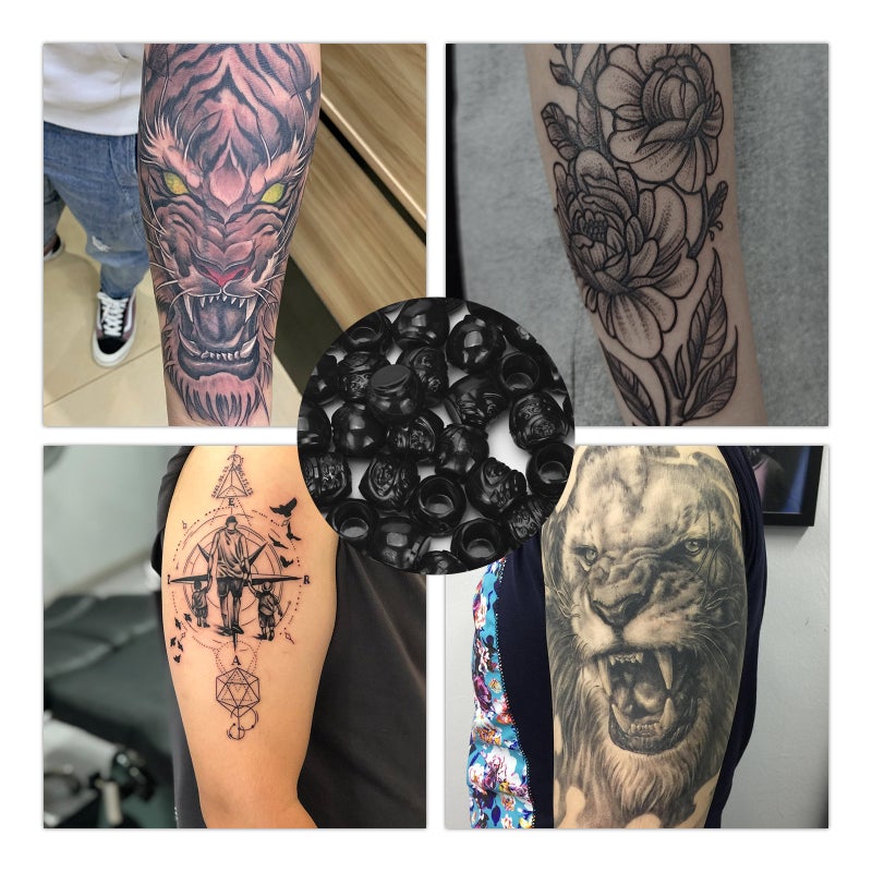 Ink Caps Cups - 200pcs Mixed Tattoo Caps Cups With Base Pigment Cups  Tattoo ink Microblading Makeup Tattooing Supplies - Image 2