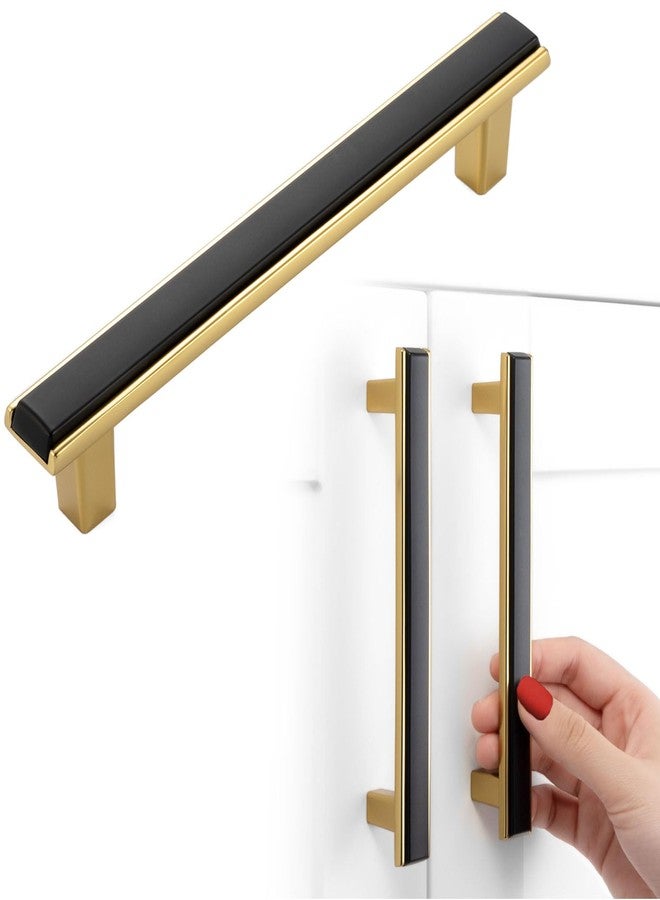 BEROSSA 5 Inch Screw Spacing, Black & Golden 2-Tone Cabinet Pulls, Kitchen Furniture Handles, Pack of 5 | Solid Hardware for Cupboard Door Bedroom Dresser Drawer Bathroom Vanity 2281 - Image 1