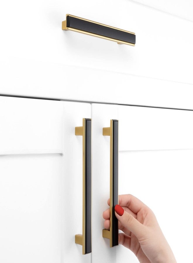 BEROSSA 5 Inch Screw Spacing, Black & Golden 2-Tone Cabinet Pulls, Kitchen Furniture Handles, Pack of 5 | Solid Hardware for Cupboard Door Bedroom Dresser Drawer Bathroom Vanity 2281 - Image 5