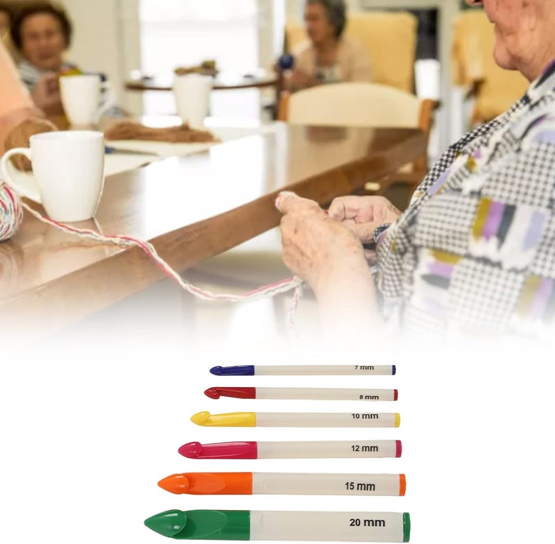 Jumbo Crochet Hooks Set, Oversize 7.0mm 8.0mm 10mm 13mm 15mm 20mm, Extra Long, Lightweight Design, Colorful Marked Handle Plastic Crochet Needle Kit with Wider Application, Ideal - Image 3