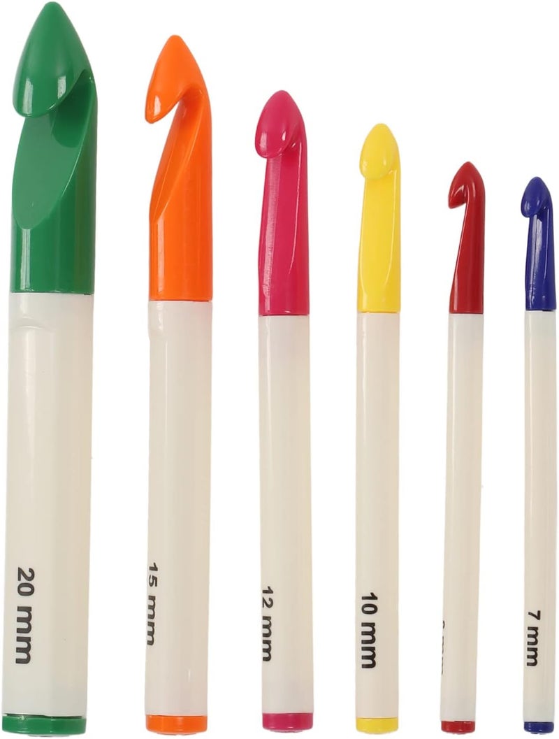 Jumbo Crochet Hooks Set, Oversize 7.0mm 8.0mm 10mm 13mm 15mm 20mm, Extra Long, Lightweight Design, Colorful Marked Handle Plastic Crochet Needle Kit with Wider Application, Ideal - Image 4