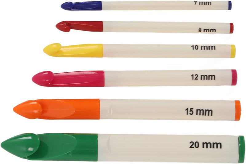 Jumbo Crochet Hooks Set, Oversize 7.0mm 8.0mm 10mm 13mm 15mm 20mm, Extra Long, Lightweight Design, Colorful Marked Handle Plastic Crochet Needle Kit with Wider Application, Ideal - Image 5