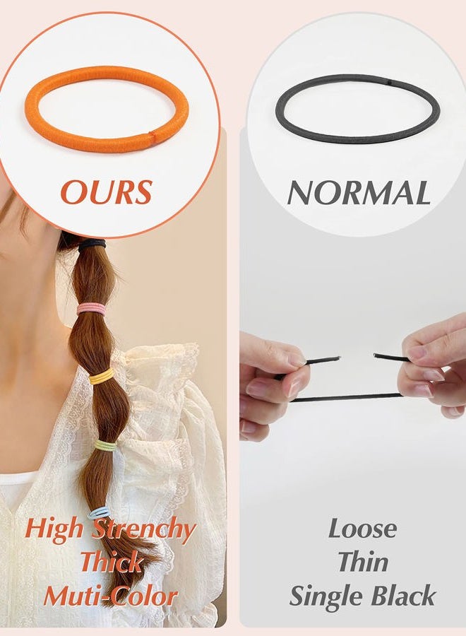 MoHern 203 Pieces Hair Ties No Damage, 4MM Hair Bands, 20 Colors Elastic Hair Ties for Thick Hair, Medium Size Ponytail Holders for Women and Girls - Image 4