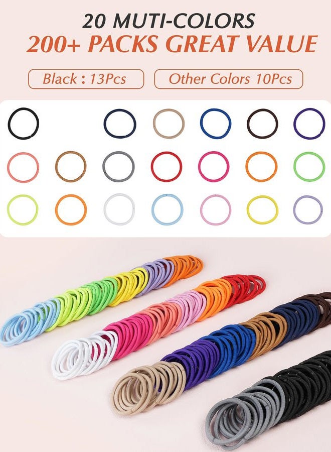 MoHern 203 Pieces Hair Ties No Damage, 4MM Hair Bands, 20 Colors Elastic Hair Ties for Thick Hair, Medium Size Ponytail Holders for Women and Girls - Image 2