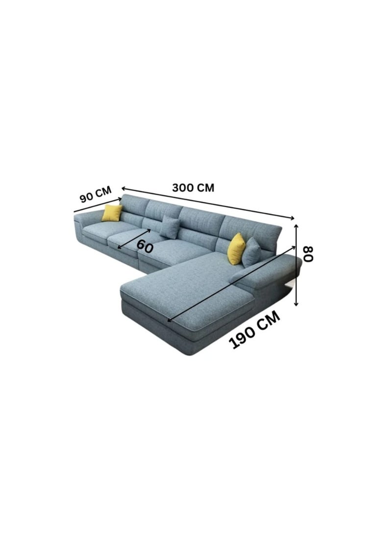 AL BUSTAN AL AKHDHAR FURNITURE L.L.C.SP L-Shaped Corner Sofa - Light Blue - Image 2