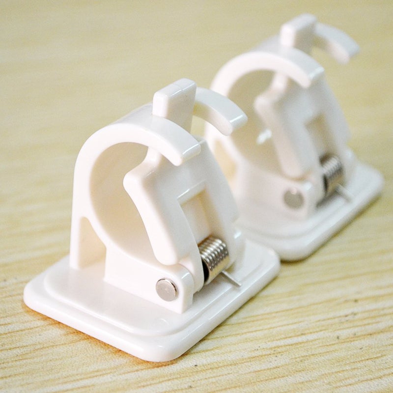 BEYST Plastic Curtain Self Adhesive Pole Wall Brackets Fixings Rod Holder White 2pcs - Image 1