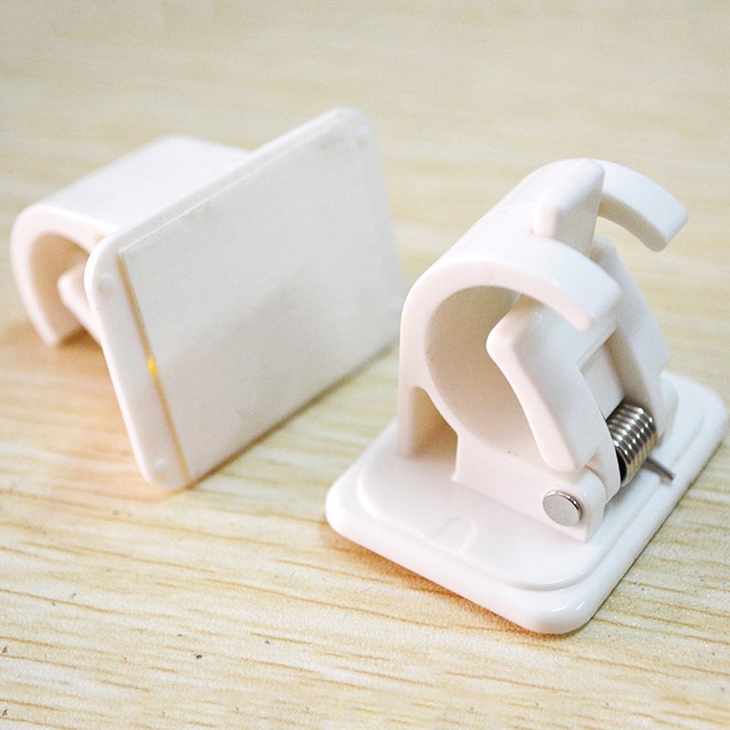 BEYST Plastic Curtain Self Adhesive Pole Wall Brackets Fixings Rod Holder White 2pcs - Image 2