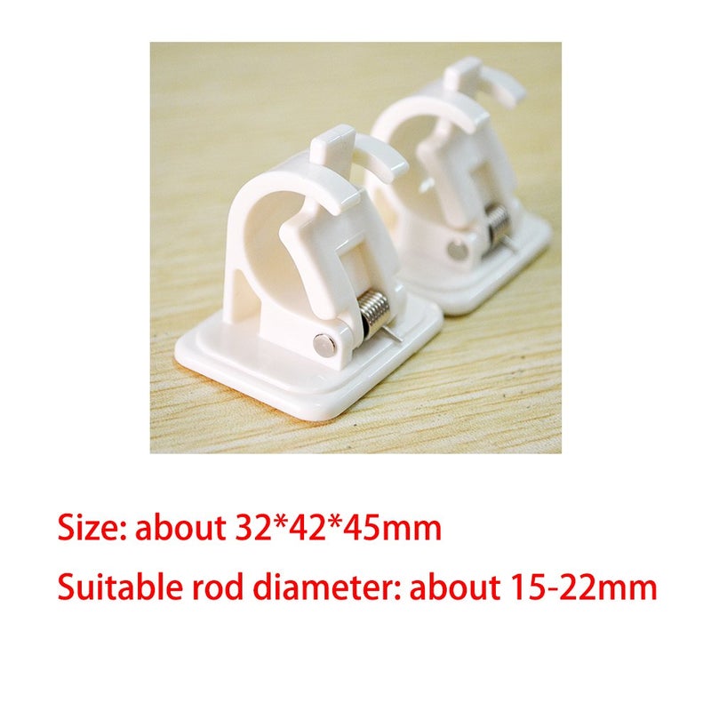 BEYST Plastic Curtain Self Adhesive Pole Wall Brackets Fixings Rod Holder White 2pcs - Image 3
