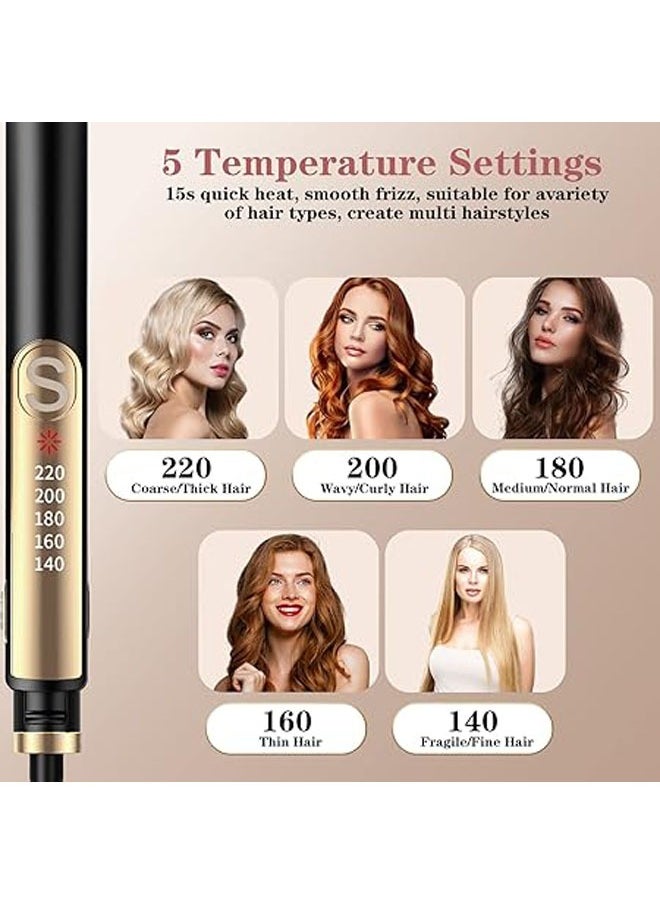 Generic - Hair straightener curls and hair straightener, 2-in-1 with LCD digital display, 140 °C ~ 220 °C, with ceramic plate adjustable temperature, suitable for beginners and hair salon staff - Image 1
